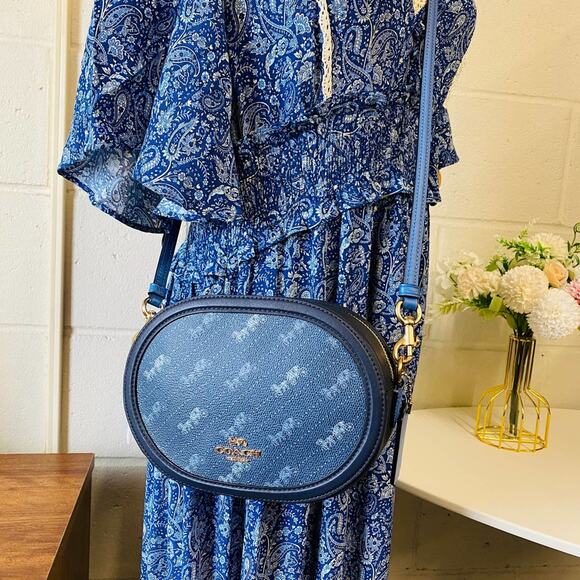 Coach C4057 Camera Bag With Horse And Carriage Dot Print IN Denim - Picture 7 of 7